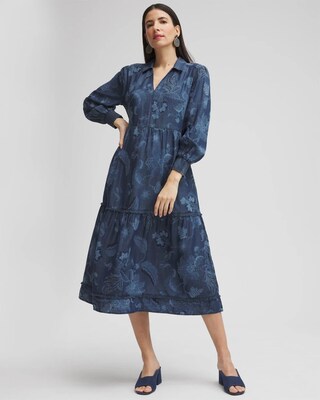 Chambray Fray Trim Tunic Dress