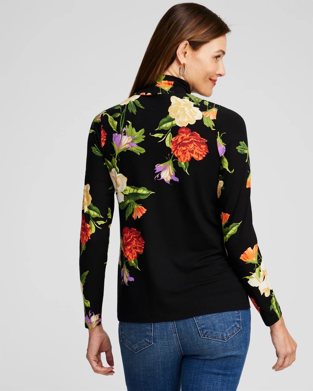 Touch of Cool™ Floral Mock Neck Layering Tee click to view larger image.