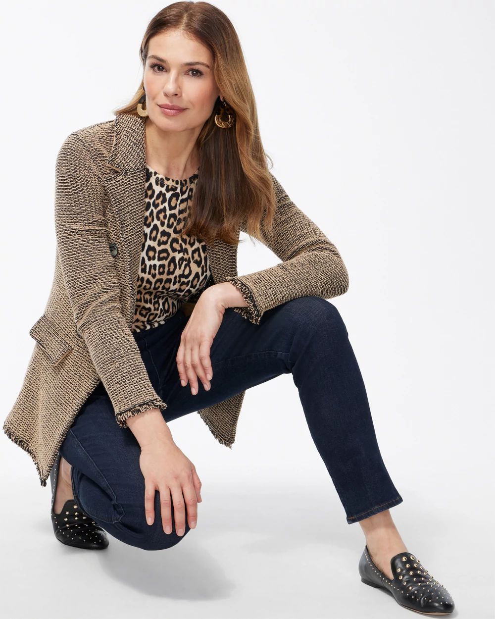 Pima Cheetah 3/4 Sleeve Everyday Tee
