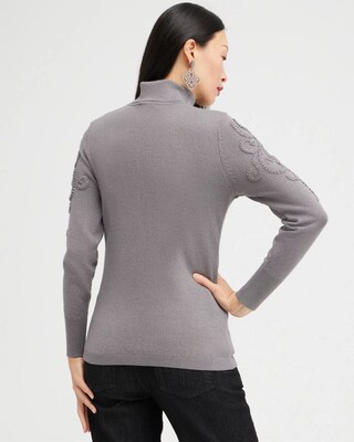 Silver Soutache Turtleneck Sweater