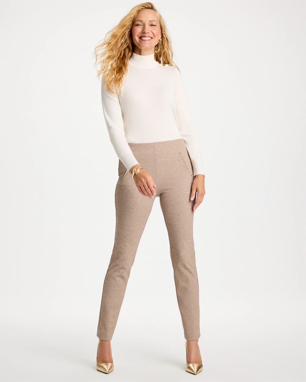 Juliet Slim Textured Jacquard Pants