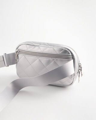 Metallic Silver Quilted Belt Bag click to view larger image.