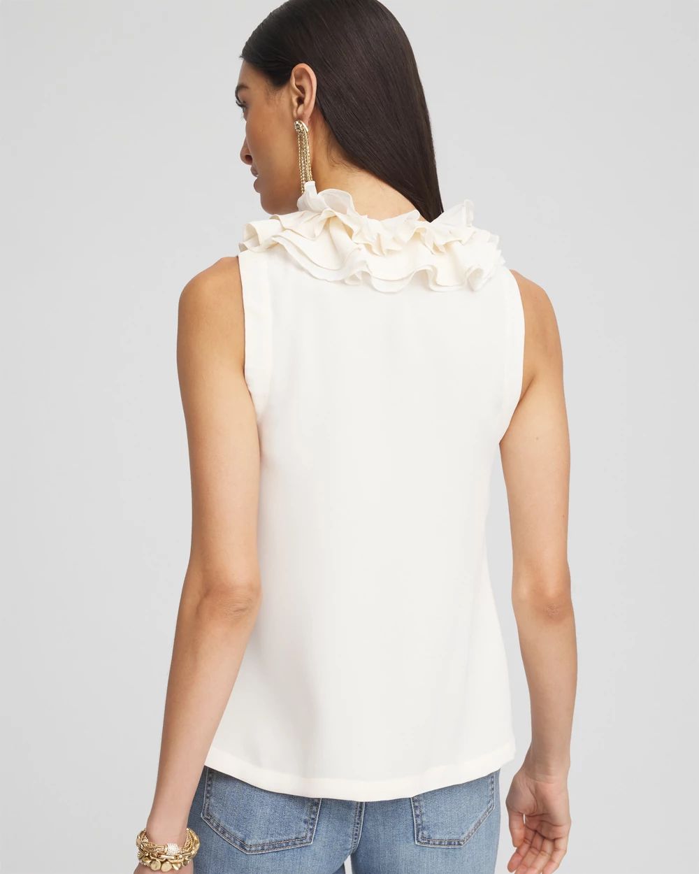 Ruffled Neck Sleeveless Blouse