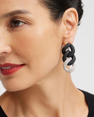 Silver Tone Pavé Link Earrings