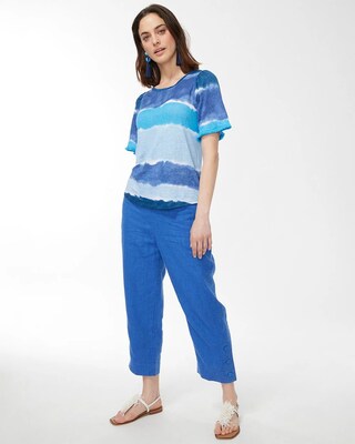 Linen Fringe Sleeve Tie Dye Tee