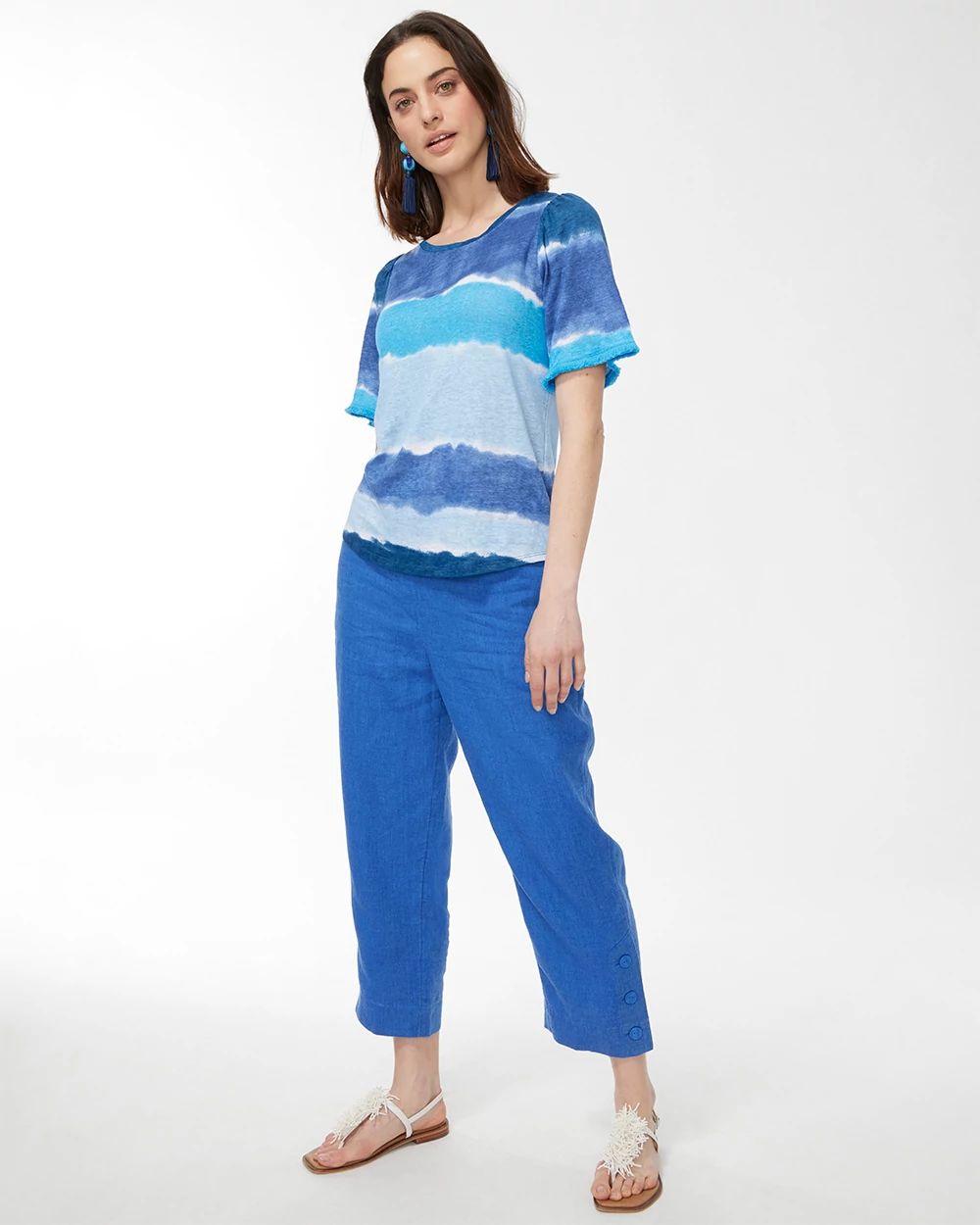 Linen Fringe Sleeve Tie Dye Tee