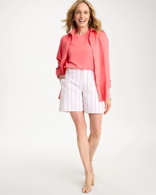 Striped Rivet Denim Trouser Shorts click to view larger image.