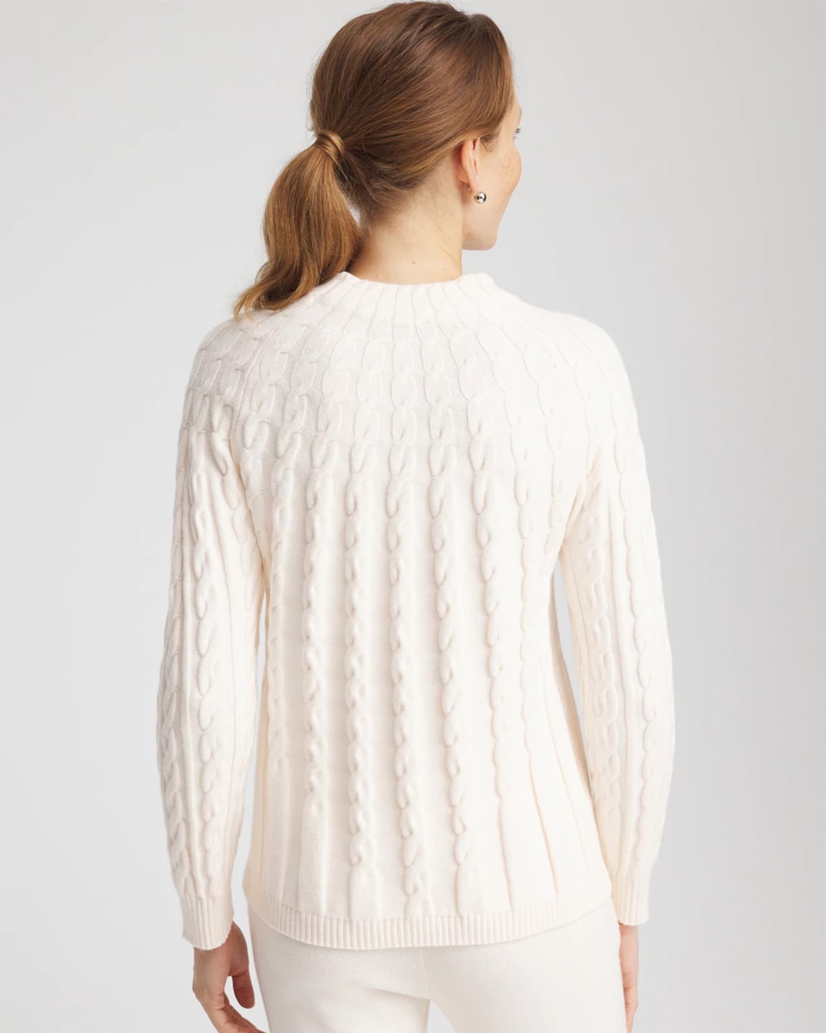 Chico's Luxe Cable Sweater In Cream In Multi