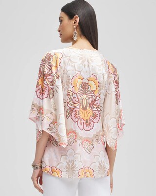 Satin Floral Keyhole Neck Blouse click to view larger image.