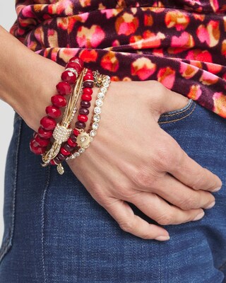 Gold Tone Multi Strand Pavé Bracelet