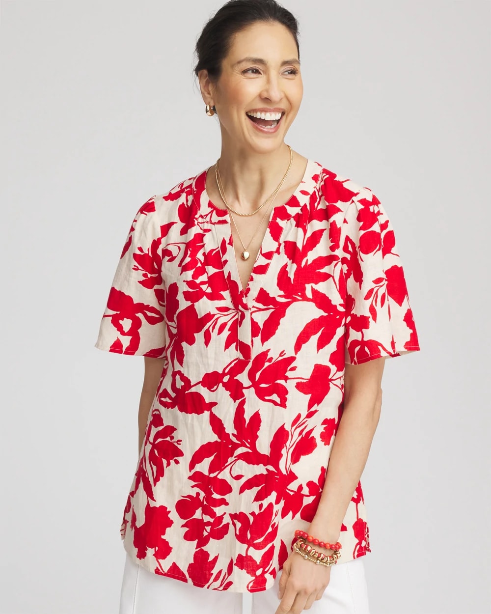 Floral Linen Popover Shirt, photo 1 of 5