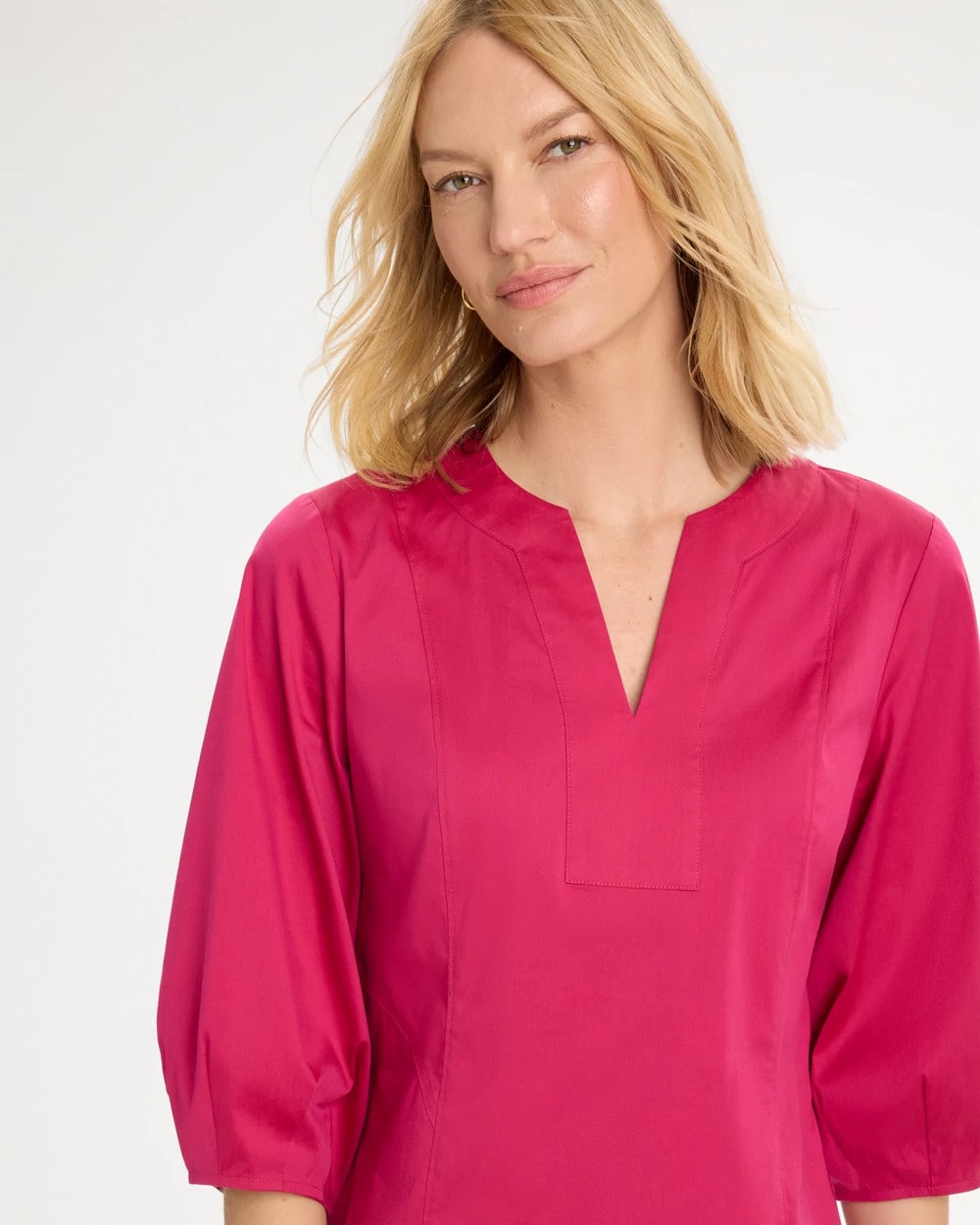 Poplin Cotton 3/4 Sleeve Popover
