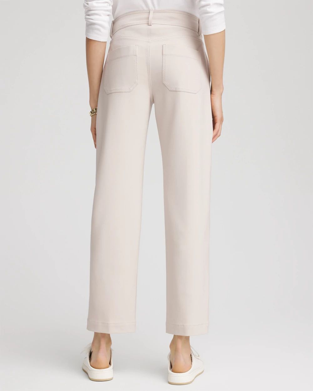 Bi-Stretch Straight Cropped Ankle Pants