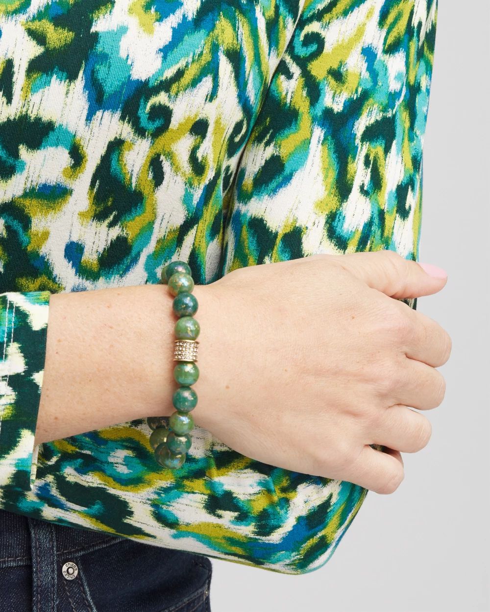 Jade Green Beaded Bracelet
