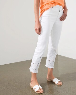 So Slimming Eyelet-Hem Girlfriend Crops