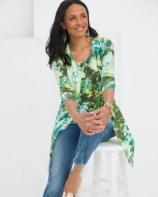 Animal- & Foliage-Print Cardigan