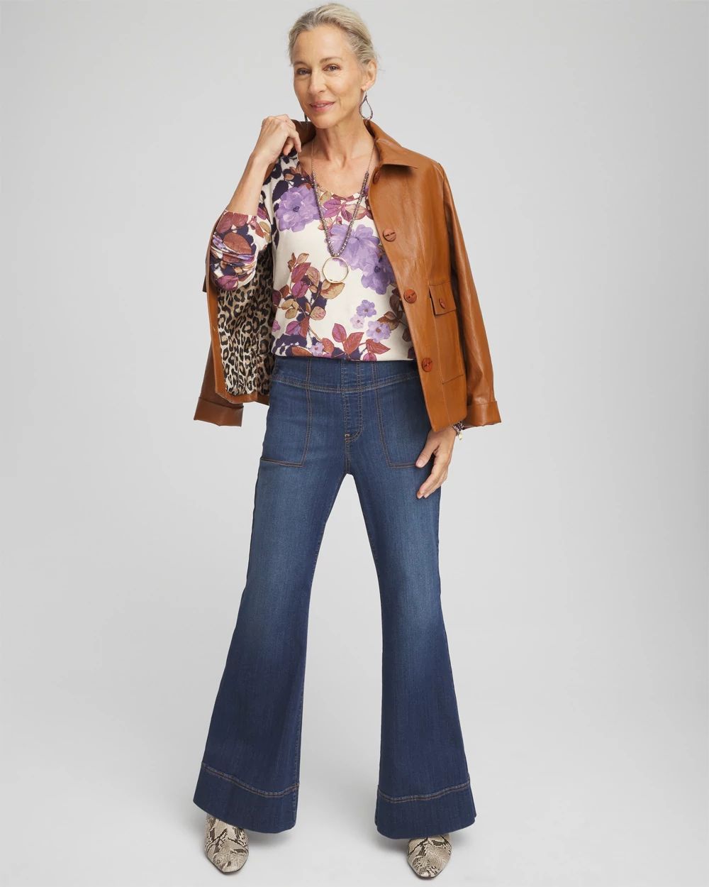 Floral V-Neck Pullover