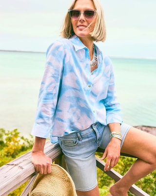 Tie-Dye No Iron Linen Shirt