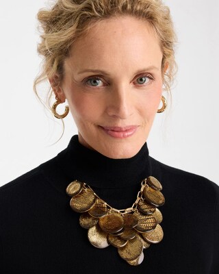 Animal Print Golden Coin Bib Necklace click to view larger image.