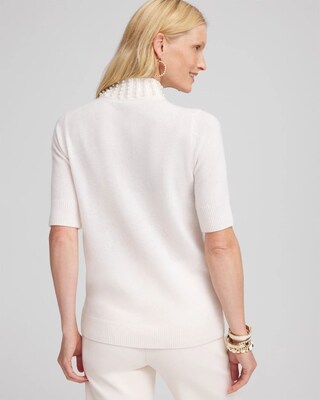 Cashmere Pearl Mock Neck Sweater