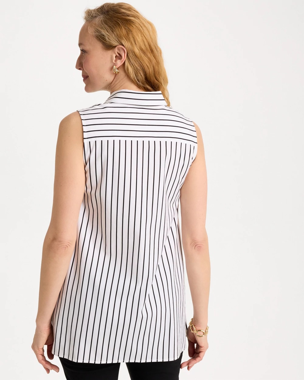Poplin Cotton Collared Striped Tunic