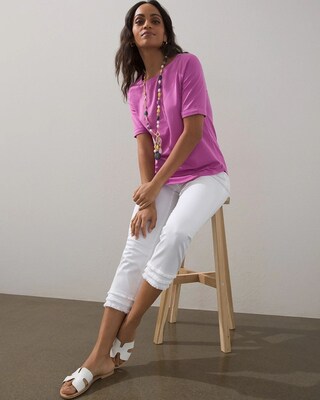 No Stain Triple Fray Pull-On Capris