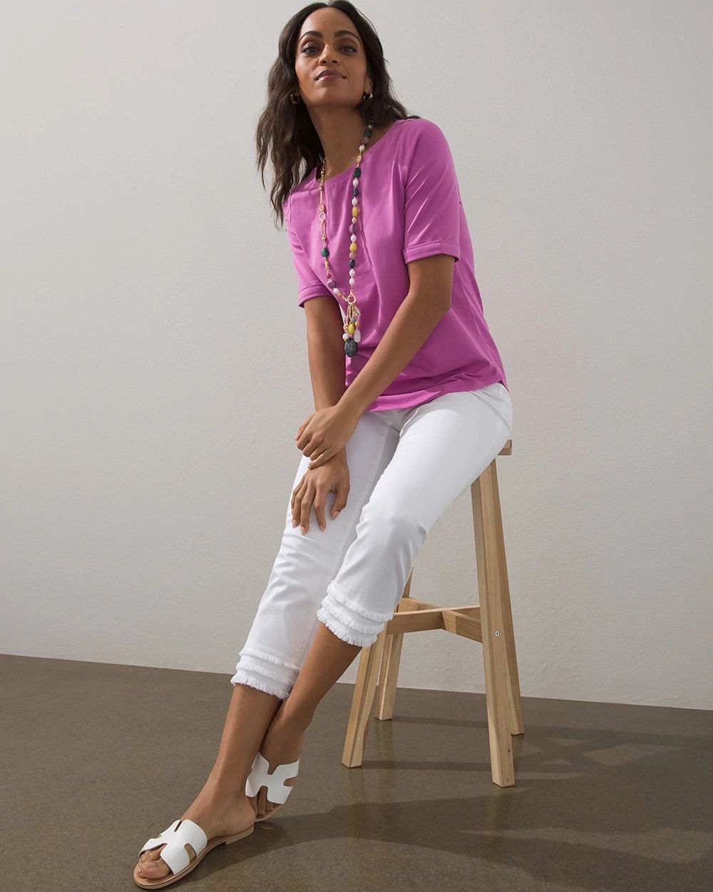 No Stain Triple Fray Pull-On Capris