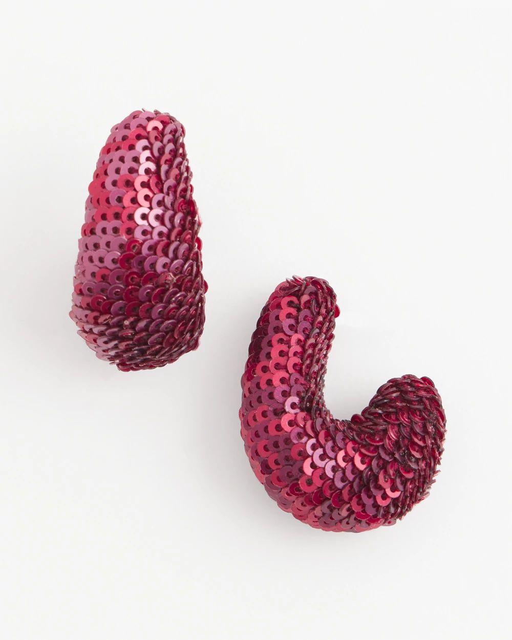 No Droop™ Red Sequin Huggie Earrings