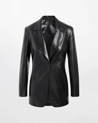 Crocodile Faux Leather Blazer