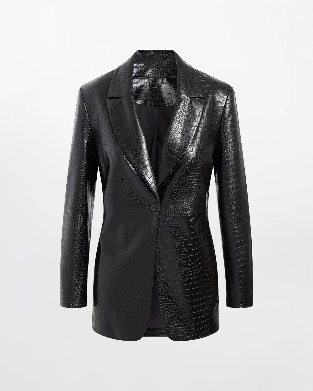Crocodile Faux Leather Blazer
