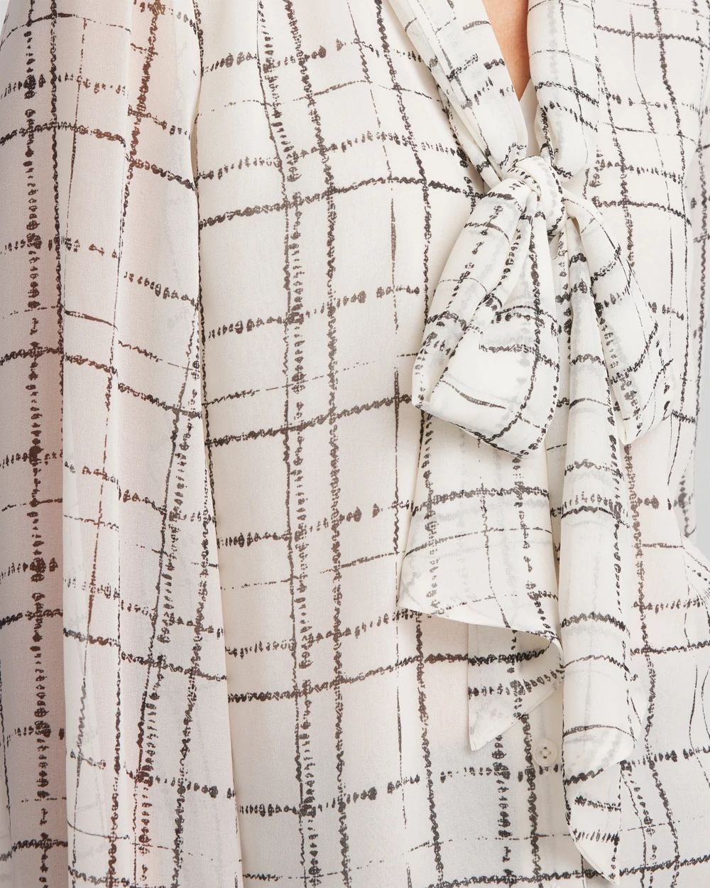Plaid Tie Bow Blouse click to view larger image.
