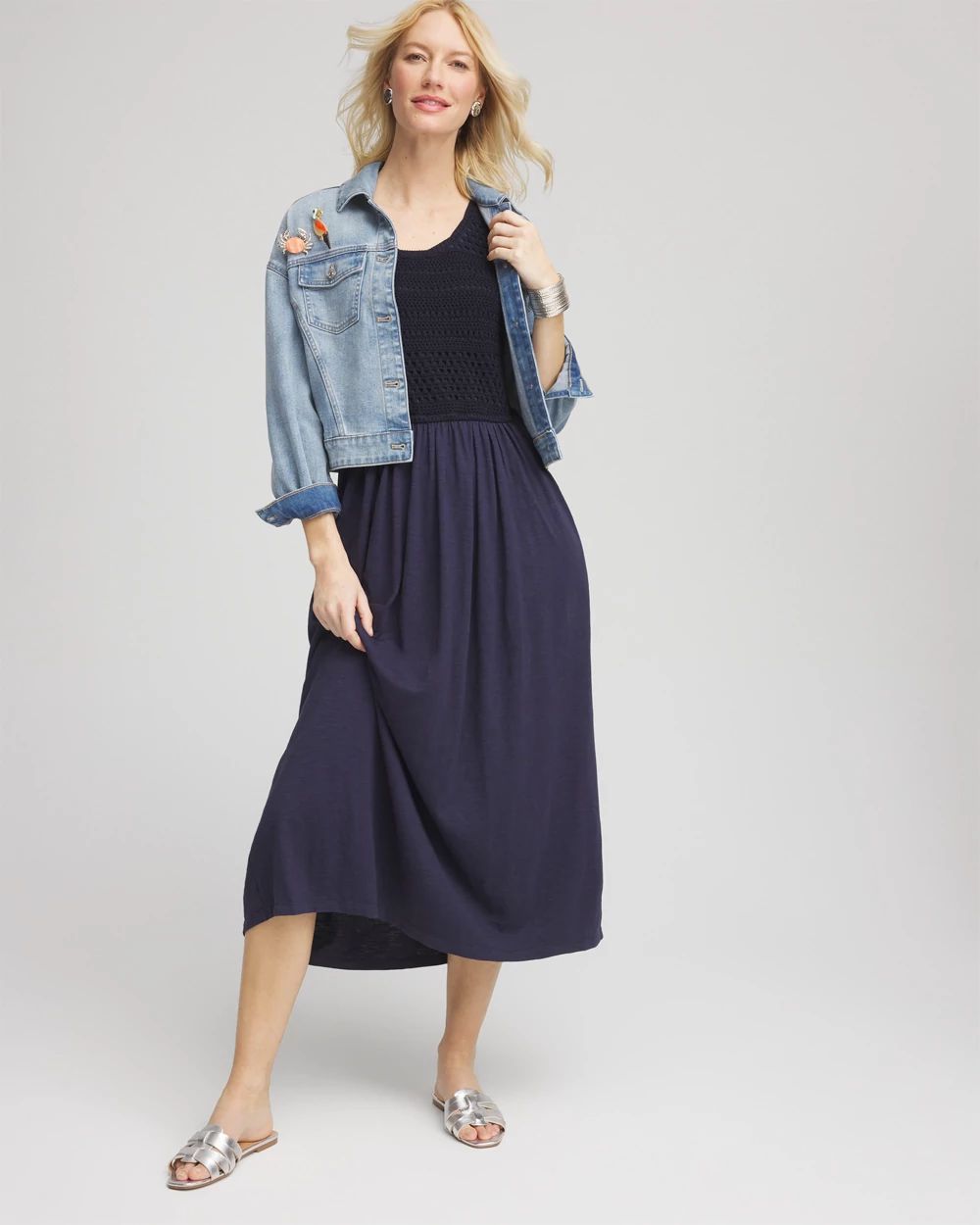 Crochet-Bodice Maxi Dress