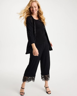 Petite Travelers™ Lace Trim Cropped Pants click to view larger image.