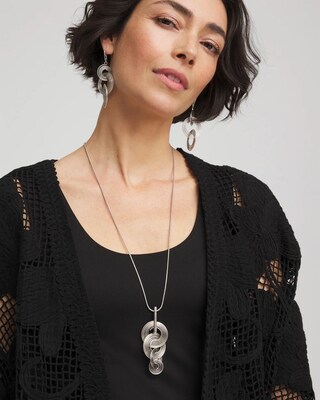 Silvertone Concentric Circles Pendant Necklace click to view larger image.