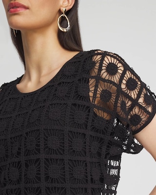 Crochet Trim Banded Hem Tee click to view larger image.