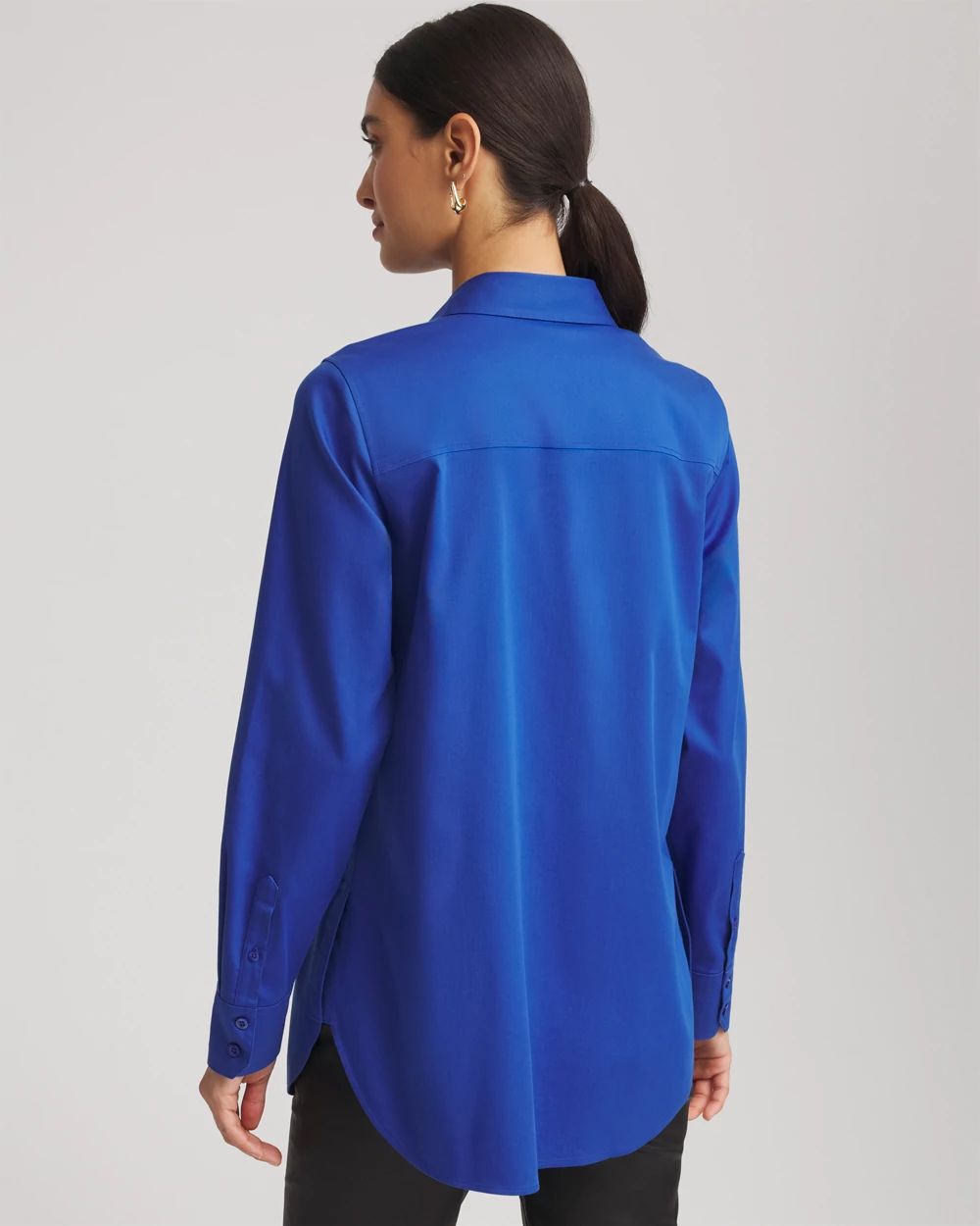 No Iron™ Peplum Pleated Shirt click to view larger image.