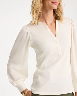 Satin Sleeve Henley Top click to view larger image.