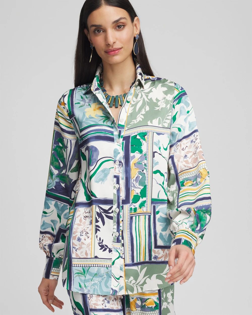 Faux Silk Coastal Collared Shirt