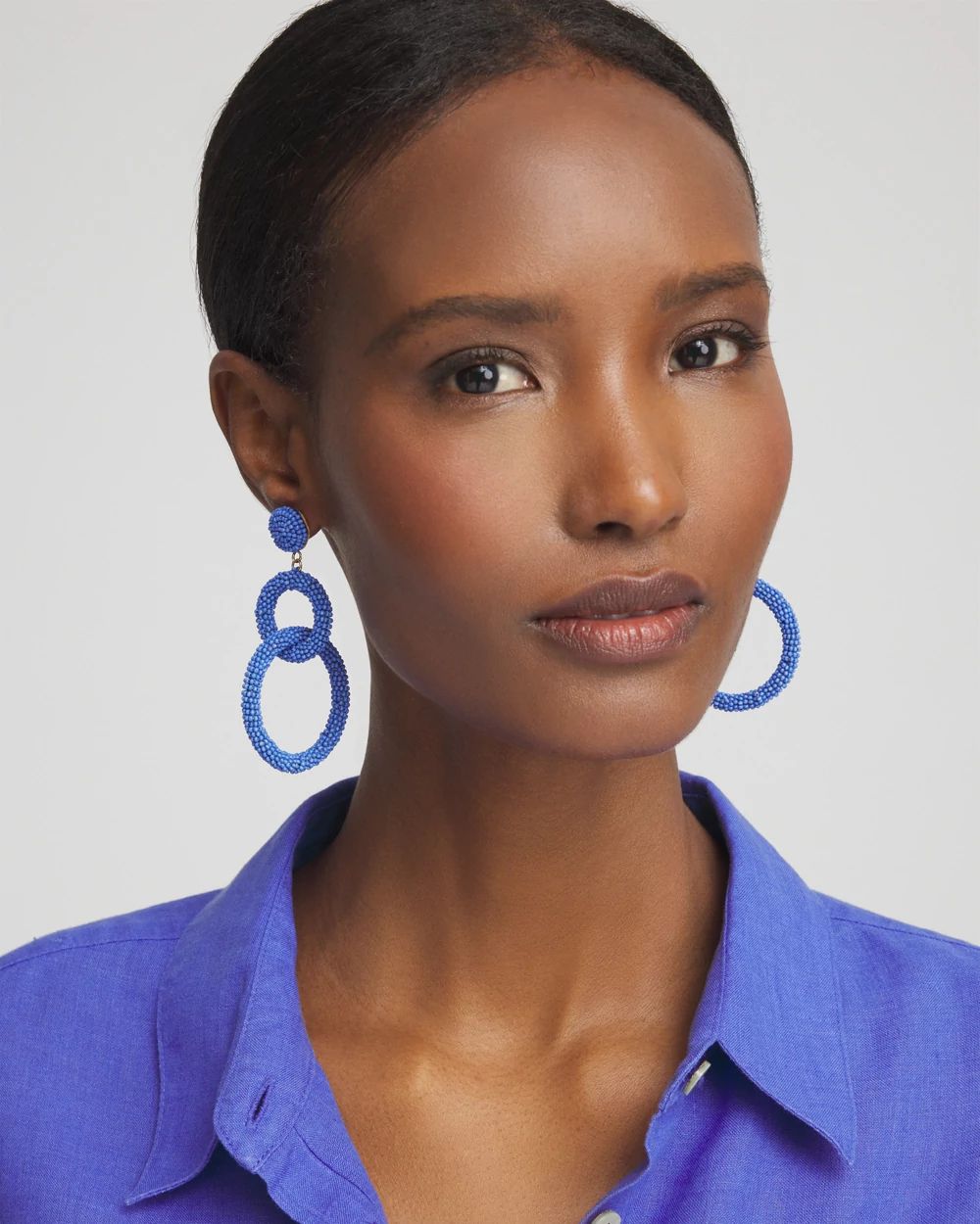 No Droop™ Blue Sead Bead Earrings