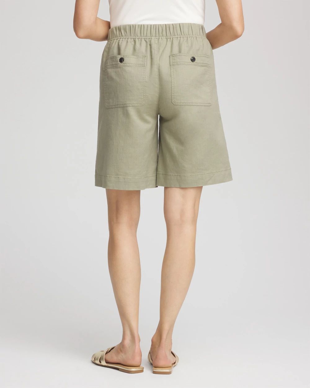 Cotton-Linen Pull-On Utility Shorts