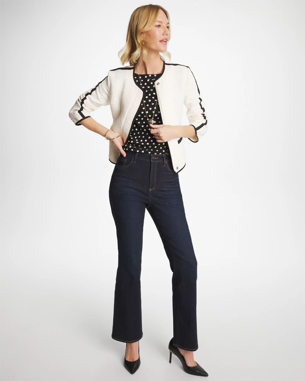 Collarless Quilted Box Jacket