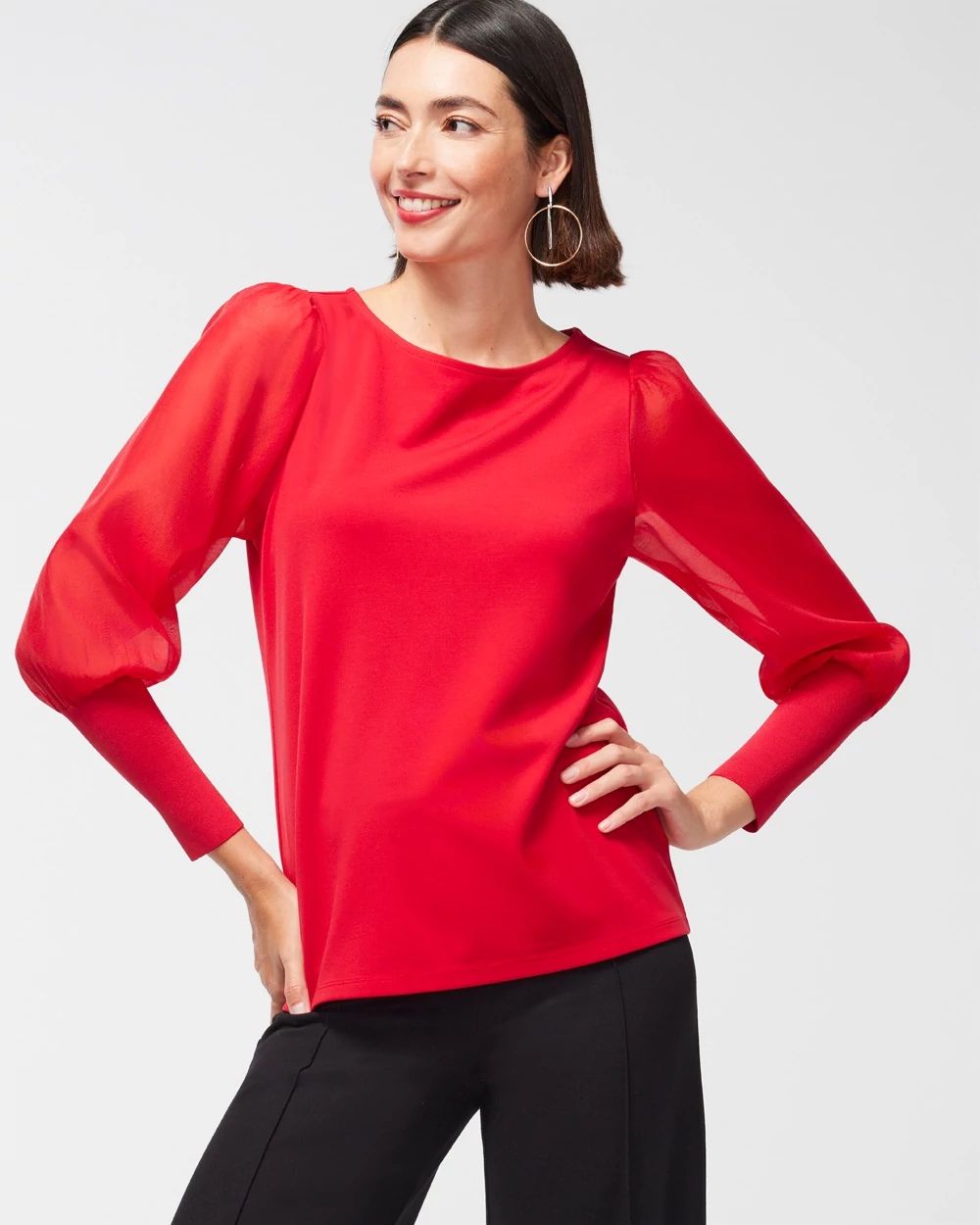 Ponte Organza Sleeve Tee
