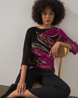 Floral Jacquard Tunic Sweater