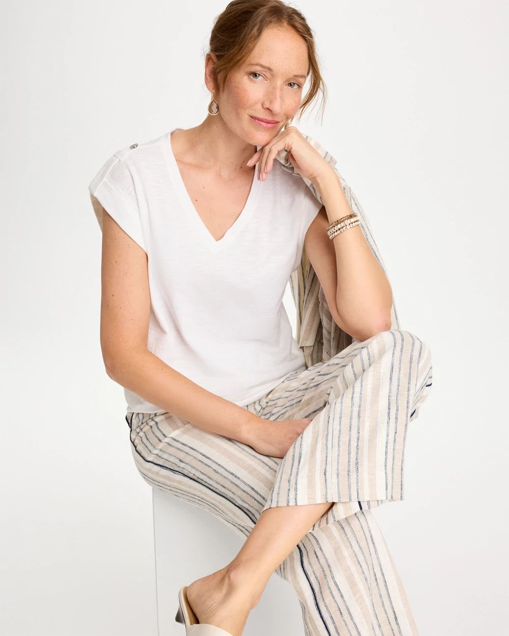 Cotton Slub Epaulette Tee click to view larger image.