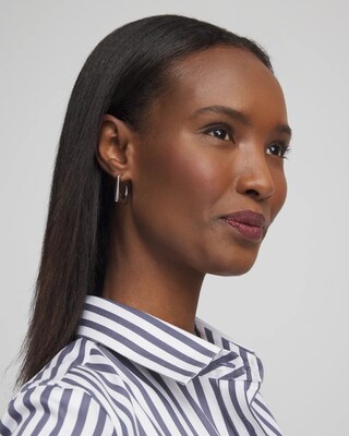 No Droop® Silver Tone Square Hoops click to view larger image.