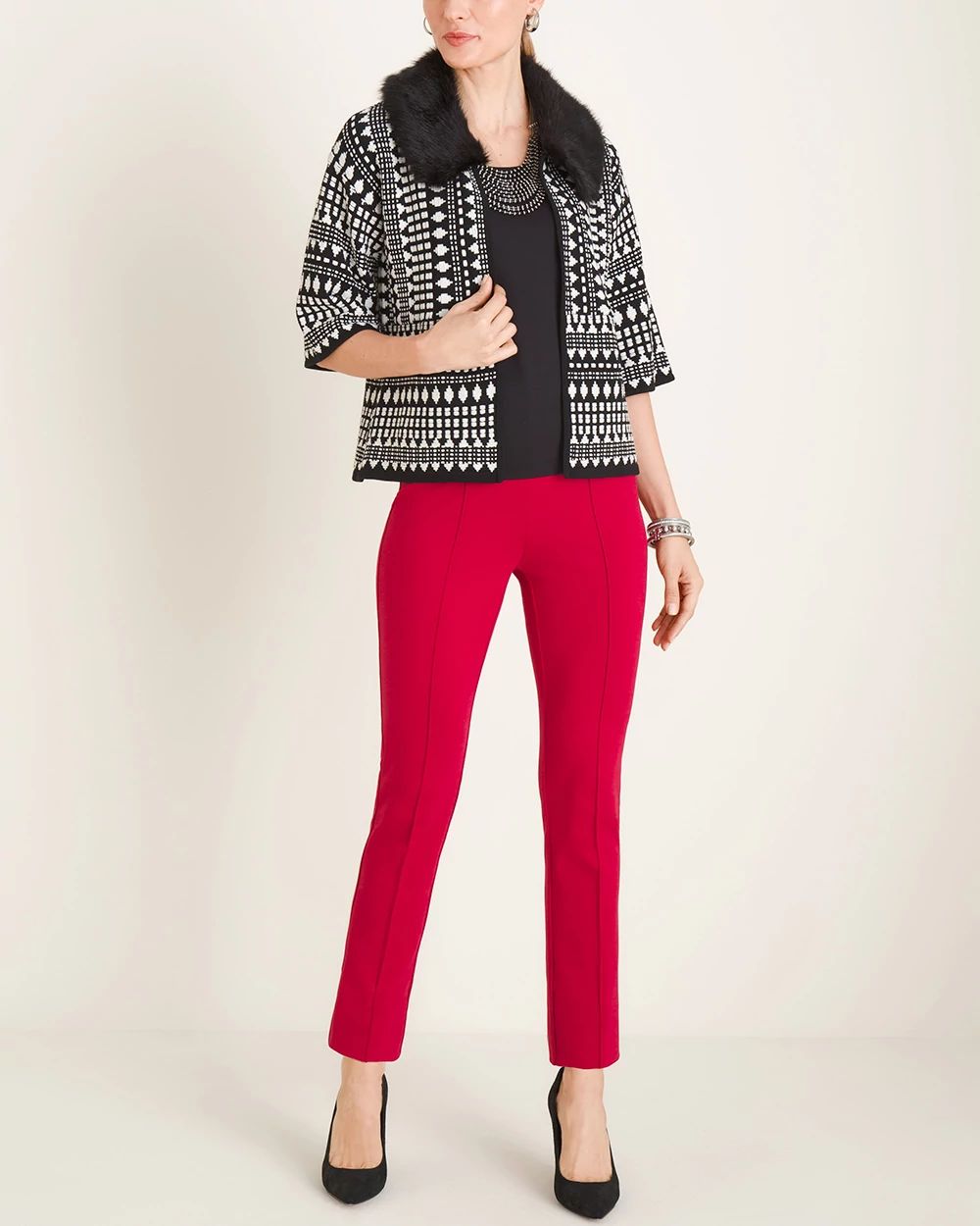 Convertible Faux-Fur Collar Cardigan