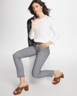 Ribbed Button Crewneck Tee click to view larger image.