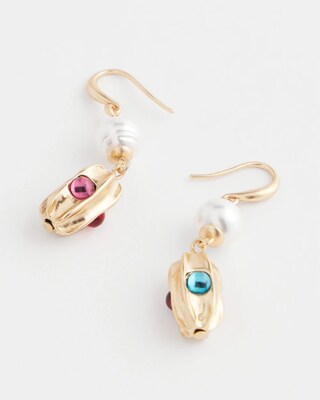 No Droop® Goldtone Faux Pearl Earrings click to view larger image.