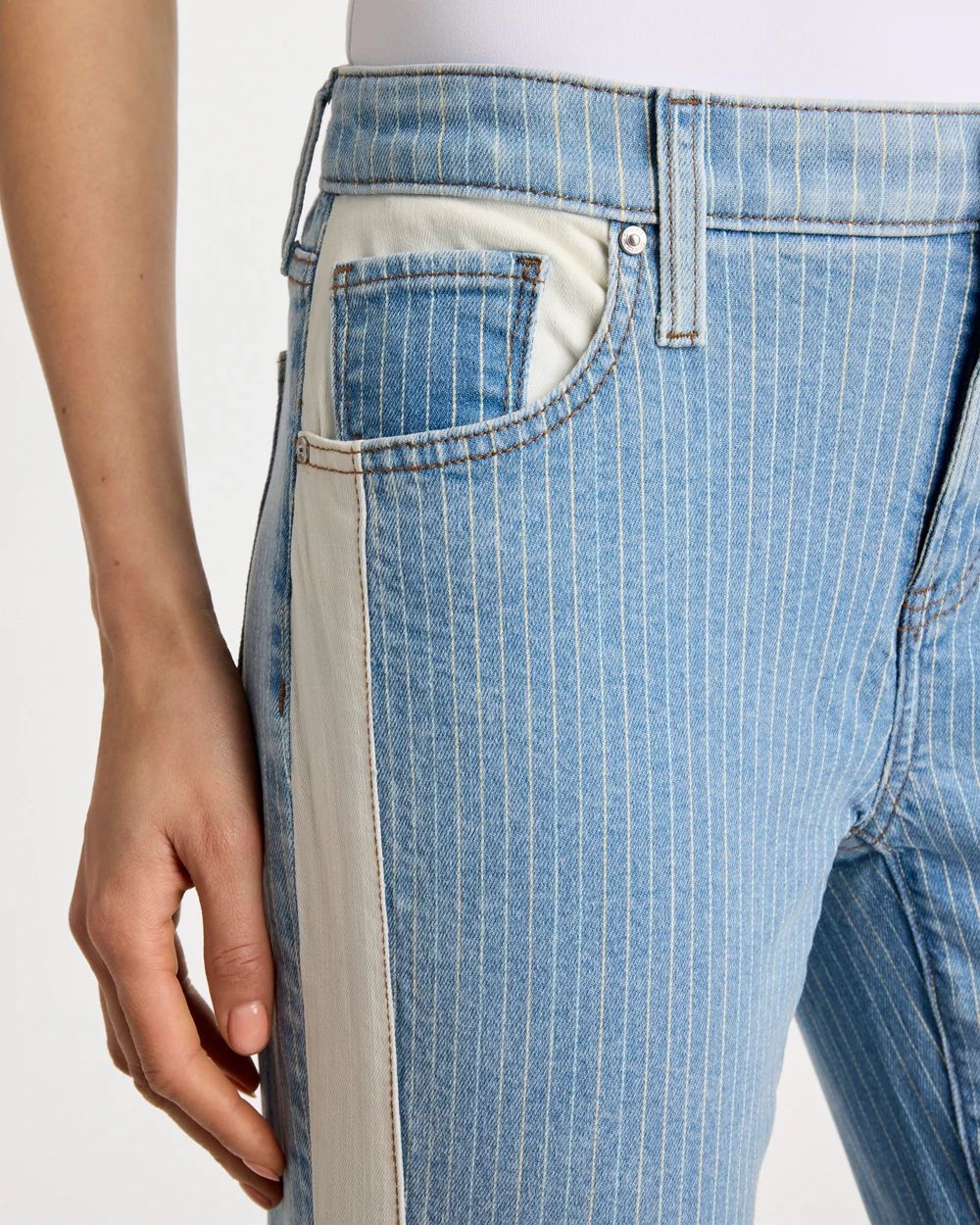 Girlfriend Ticking Stripe Crop Jeans click to view larger image.
