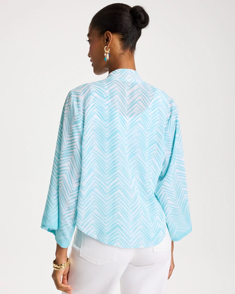 Georgette Tie-Front Chevron Kimono click to view larger image.